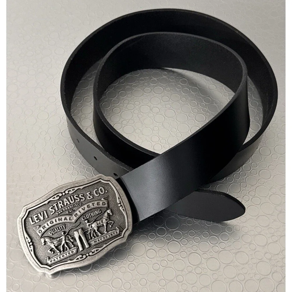 Levis Two Horse Brand Limited Edition Belt Size 44 Men’s Black Leather Workwear
